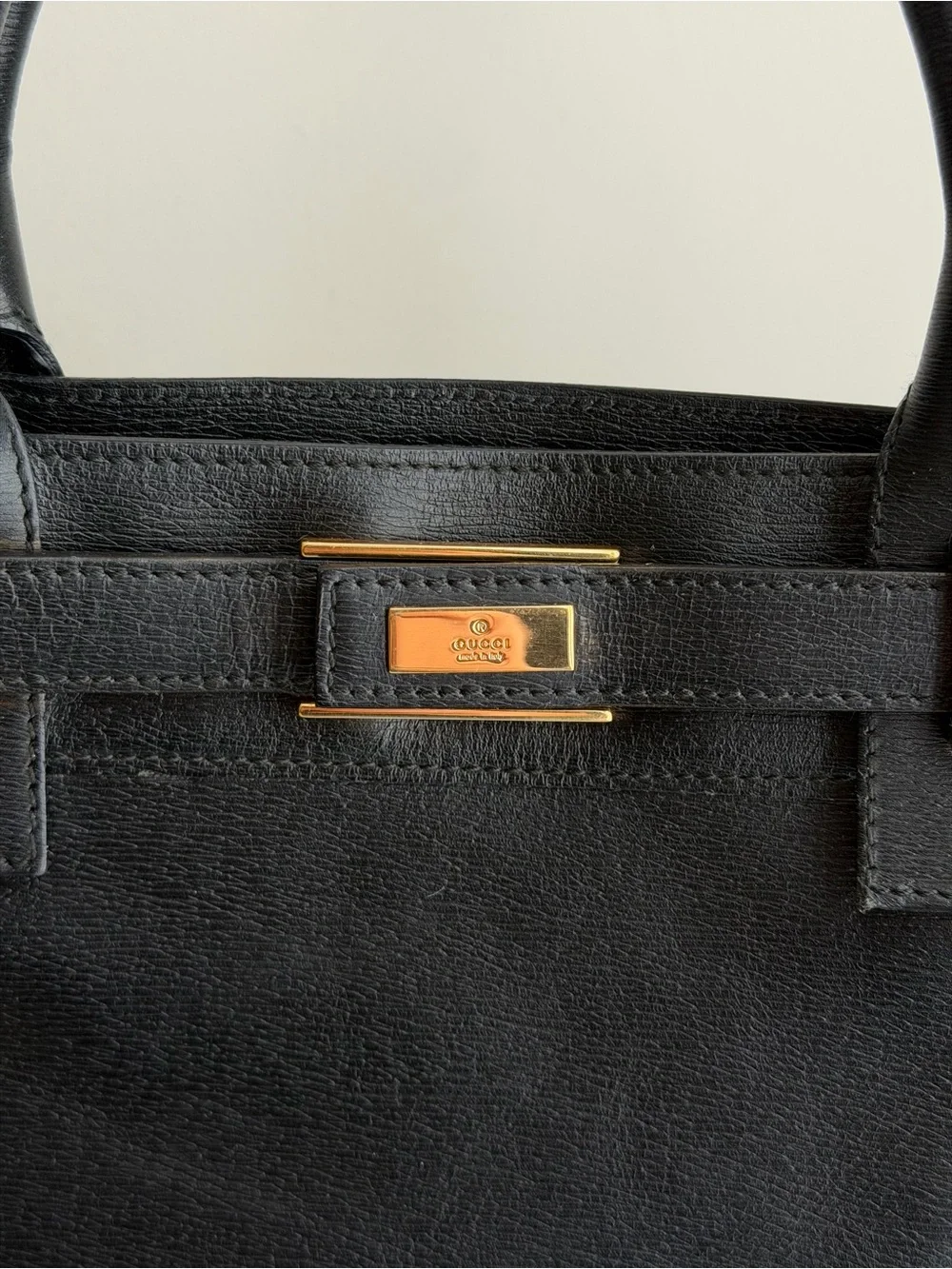 Authentic GUCCI Black Leather Top Handle Bag